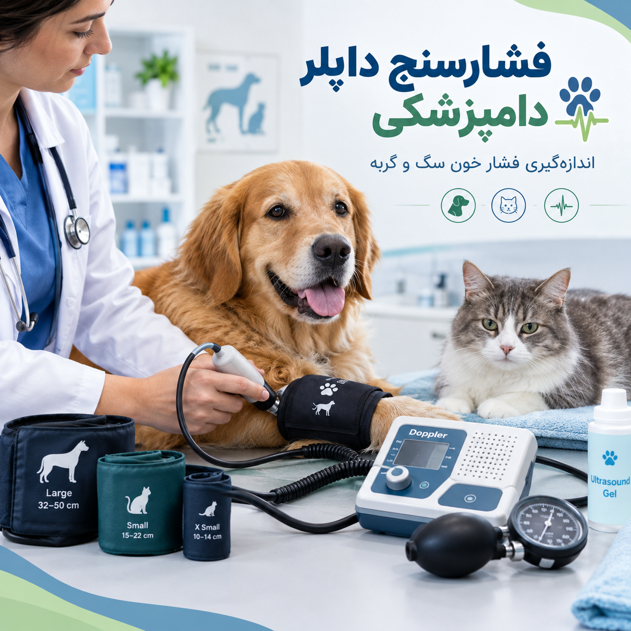 فشارسنج داپلر دامپزشکی برای اندازه‌گیری فشار خون سگ و گربه