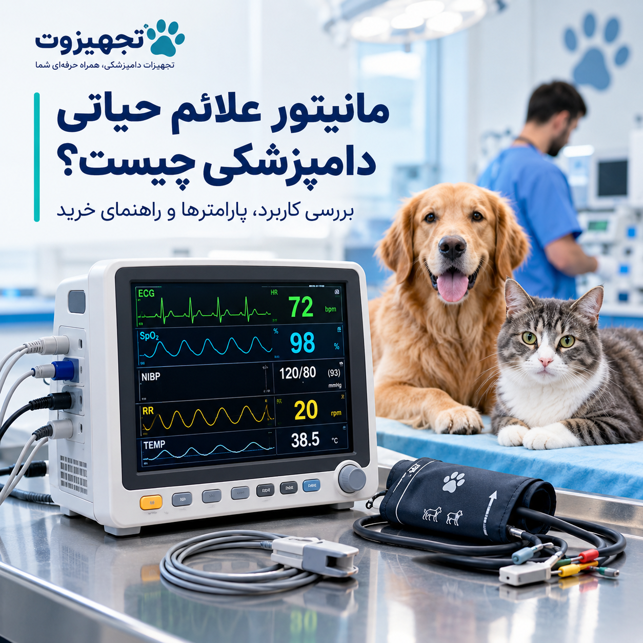 مانیتور علائم حیاتی دامپزشکی برای پایش وضعیت حیوانات